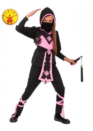 Kids Ninja Assassin Pink Warrior Costume Girl Japanese Deadly Halloween