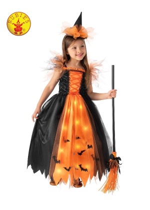 Orange Light Up Witch Kids Costume cl701964