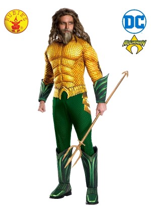 Mens Deluxe Aquaman DC Comic Hero TV Book Film Movie Costume