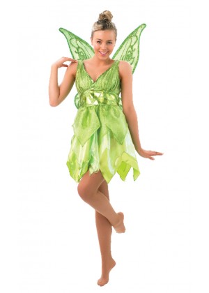 Fairy Costumes �_Licensed Disney Tinker bell TINKERBELL Costume + Wings Fairy Green Adult Fancy Dress Peter Pan