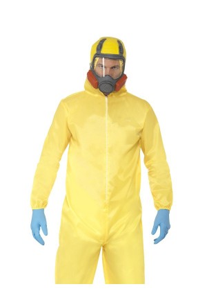 Adult Breaking Bad Hazmat Suit Walter Hazard Chemical Dress Up Men Costume Mask