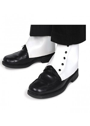WHITE Mens 1920s 20s SPATS with Black Buttons Accessories