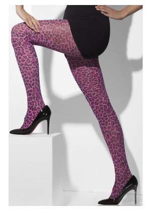 Leopard Print Tights Ladies Full Pantyhose Stockings Opaque Animal Purple