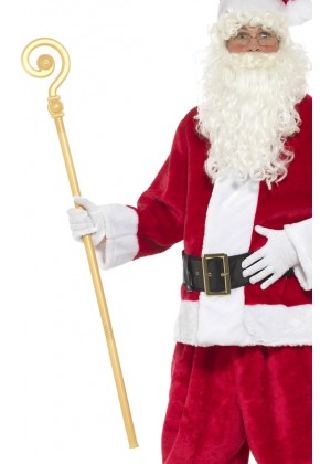 Extendable Crozier Staff Christmas Nativity King Santa Gold Prop Bishop Costume Accessory
