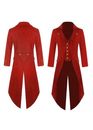 Red STEAMPUNK TAILCOAT JACKET Magician