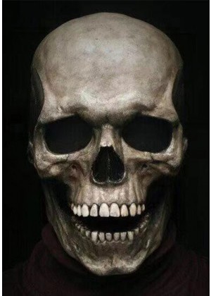Adult Full Head Skull Skeleton Mask with Movable Jaw lm117