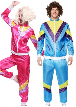 Couple 80s Shell Suit Blue Pink Tracksuit Costume ln1003ln1002