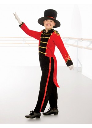 Kids Ringmaster Costume Circus Showman Lion Tamer Top Tails Pants Hat