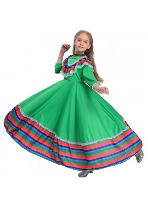 Green Kids Spanish Flamenco Costume  lp1042green