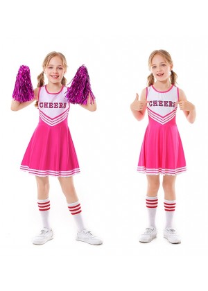 Pink Girls Cheerleader Costume With Pompoms Socks lp1090pink