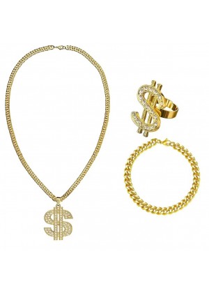 Dollar Medallion Bling Ali G 70s 80s Hip Hop Costume Accessary  lx0303