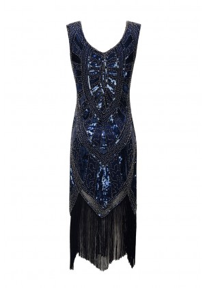 1920s Great Gatsby Charleston Party Costume Sequin Tassel Flapper Dress gangster ladies