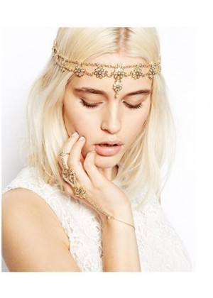 Deco Vintage Hairband 20s  Flapper Chain Headband Great Gatsby Downton Wedding Boho Goddess