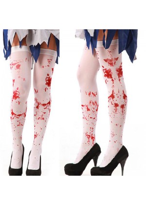 Tight High Stockings Halloween Horror White Bloody Blood Stained Socks Gothic Scary Nurse  