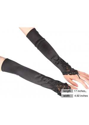 Black Gloves Over Elbow Length 70s 80s 1920s Women's Lace Party Dance Costume