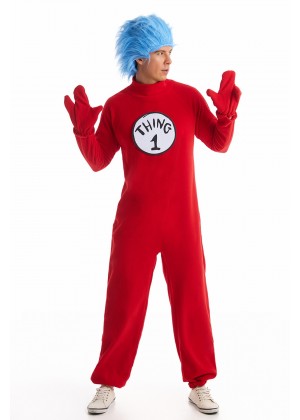 Adult Dr Seuss Thing 1 Thing 2 Jumpsuit  pp1006