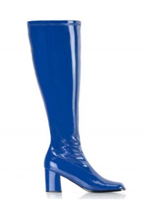 Ladies Go Go White Knee High Wid fit Adult Women Boots Shoes Blue