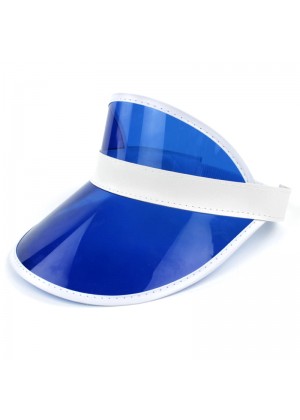 Blue Unisex Sun Visor Cap Golf Fancy Dress Colour Stretch Poker 80's Rave Headband
