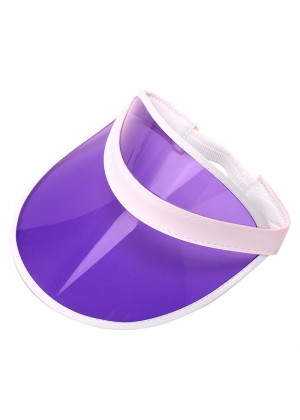 Purple Unisex Sun Visor Cap Golf Fancy Dress Colour Stretch Poker 80's Rave Headband