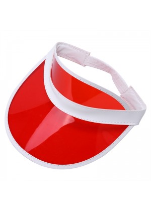 Red Unisex Sun Visor Cap Golf Fancy Dress Colour Stretch Poker 80's Rave Headband