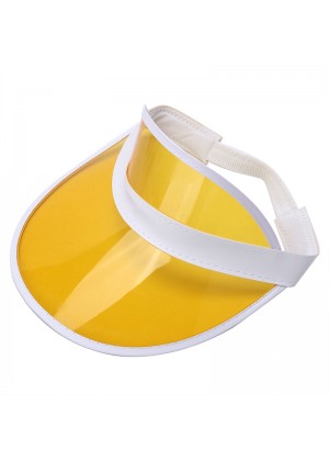 Yellow Unisex Sun Visor Cap Golf Fancy Dress Colour Stretch Poker 80's Rave Headband