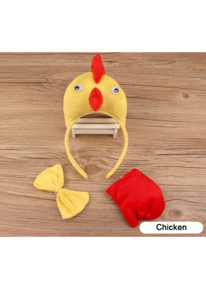 Chicken Headband Bow Tail Set Kids Animal Farm Zoo Party Performance Headpiece 