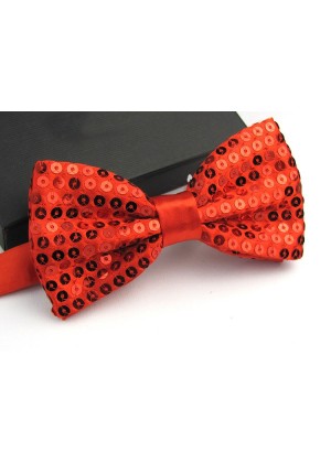 Red Glitter Sequin Clip-on Bowtie Dance Party Men Women Boys Girls Bow Tie Costume Accessory