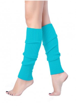 Lake Blue Licensed Womens Pair of Party Legwarmers Knitted Dance 80s Costume Leg Warmers
