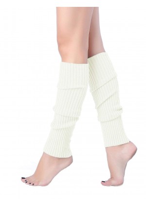 White Licensed Womens Pair of Party Legwarmers Knitted Dance 80s Costume Leg Warmers