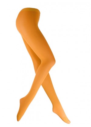 orange 80s 70s Disco Opaque Womens Pantyhose Stockings Hosiery Tights 80 Deniertt1067-12