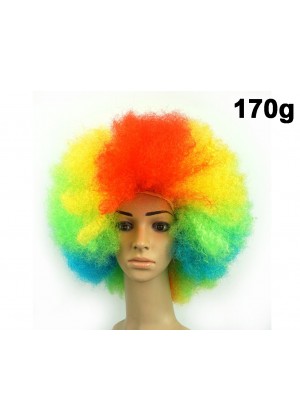 Ladies Mens Multi Coloured Rainbow Circus Afro Clown Costume Accessory Outfit Wig