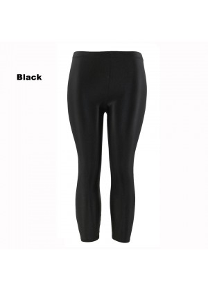 Black 80s Shiny Neon Costume Leggings Stretch Fluro Metallic Pants Gym Yoga Dance
