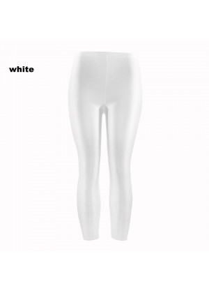 White 80s Shiny Neon Costume Leggings Stretch Fluro Metallic Pants Gym Yoga Dance