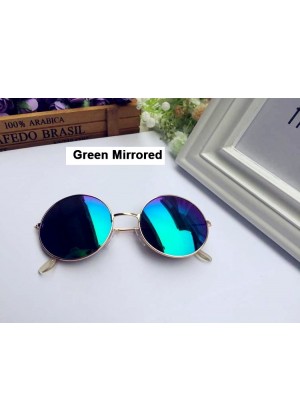 Green Mirrored Glasses 1980s Round Frame