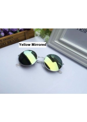 Yellow Mirrored Glasses 1980s Round Frame