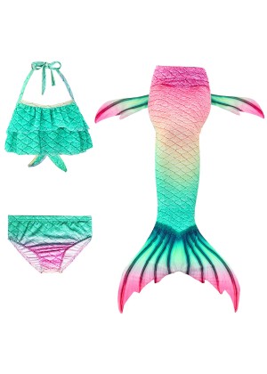 Kids Cute Mermaid Tail Monofin Swimsuit Costume