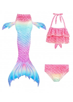 Kids Mermaid Costume Tail Monofin Swimsuit Bikini Princess Sets