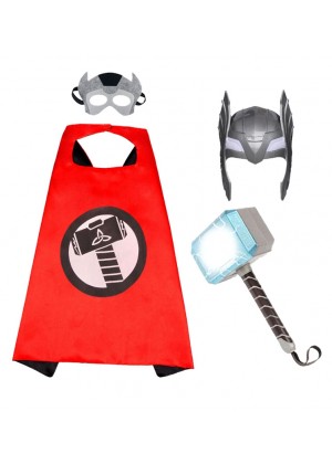 Kids Thor Cape Lights up + Sound Hammer Mask Set  tt2073