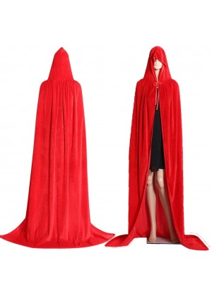 Red Kids Hooded Cloak Cape Wizard Costume