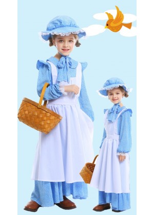 Victorian Maid Miss Historical Pioneer Colonial Girls Kids Olden Days Book Week Costume