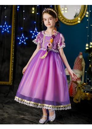 Girls Purple Rapunzel Princess Costume tt3257