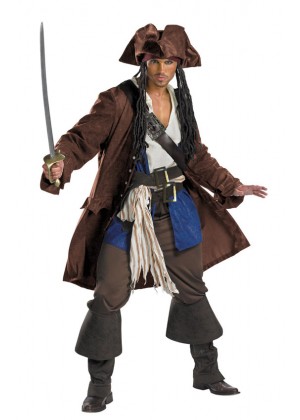 Pirate Costumes - Pirates Of The Caribbean Captain Jack Sparrow PRESTIGE Adult Costume