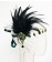Ladies 20s headband with black feather and green Rhinestones