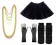 Black Coobey Ladies 80s Tutu Skirt Fishnet Gloves Leg Warmers Necklace Dancing Costume Accessory Set