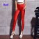 Red 80s Shiny Neon Costume Leggings Stretch Fluro Metallic Pants Gym Yoga Dance