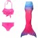 Girl Kids Swimmable Mermaid Tail With Monofin Bikini Bathing Swimsuit Costume tails