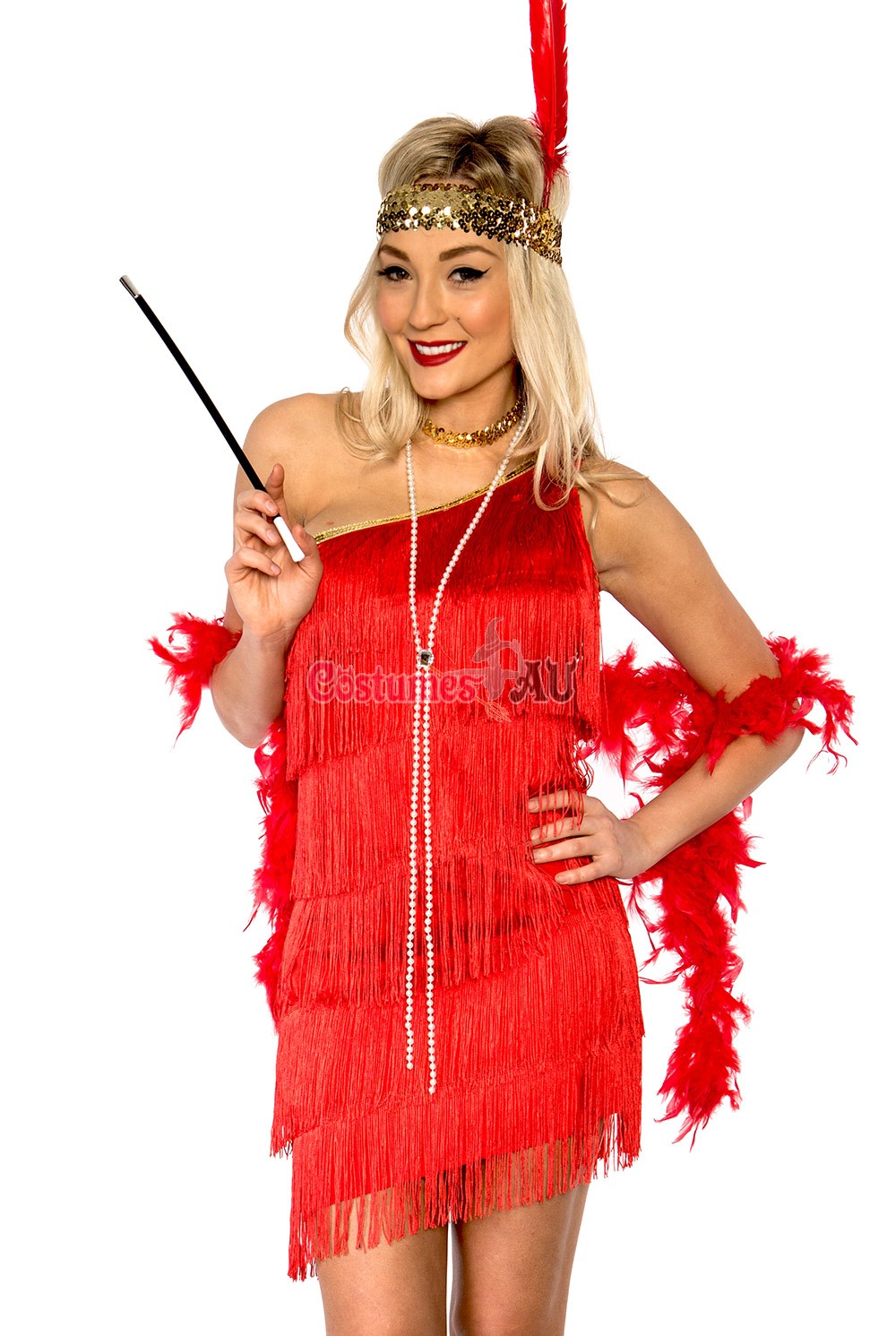 ladies 1920s flapper fancy dress costume red